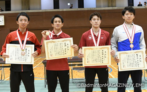 上位入賞者。左から田中湧士、古賀穂、大林拓真、西野勝志